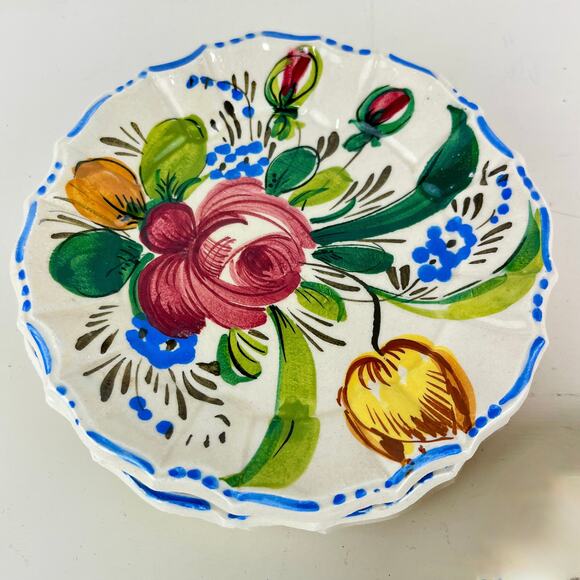 Italian Renaissance Revival Nove Rose Hand Painted 6.5” Plate Set of 4 - Picture 1 of 4